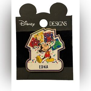 Disney Personalized 'EDNA’ Name Souvenir Lapel Pin w/Mickey Mouse NWT